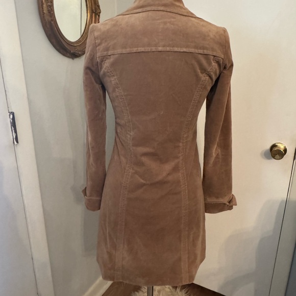 Vintage Long Velvet Coat camel Tan XS Overcoat Western Boho bohemian Chic brown - Picture 4 of 13